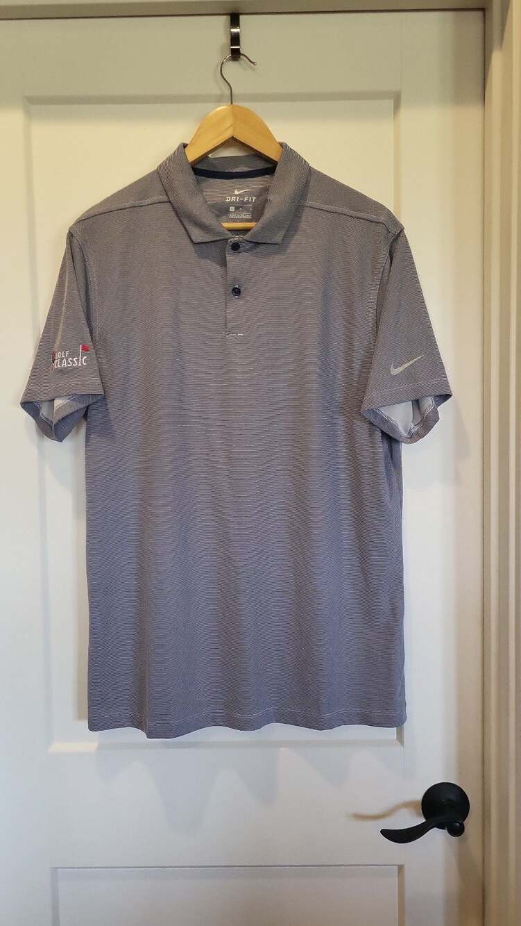 Nike Dri-FIT Men's Large Striped Golf Polo Blue Gray BV6912-492